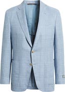 Canali Kei Trim Fit Plaid Linen & Wool Sport Coat