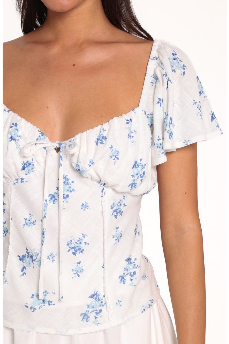 Laeriel Ditsy Floral Flutter Sleeve Top, Alternate, color, CREAM FLORAL