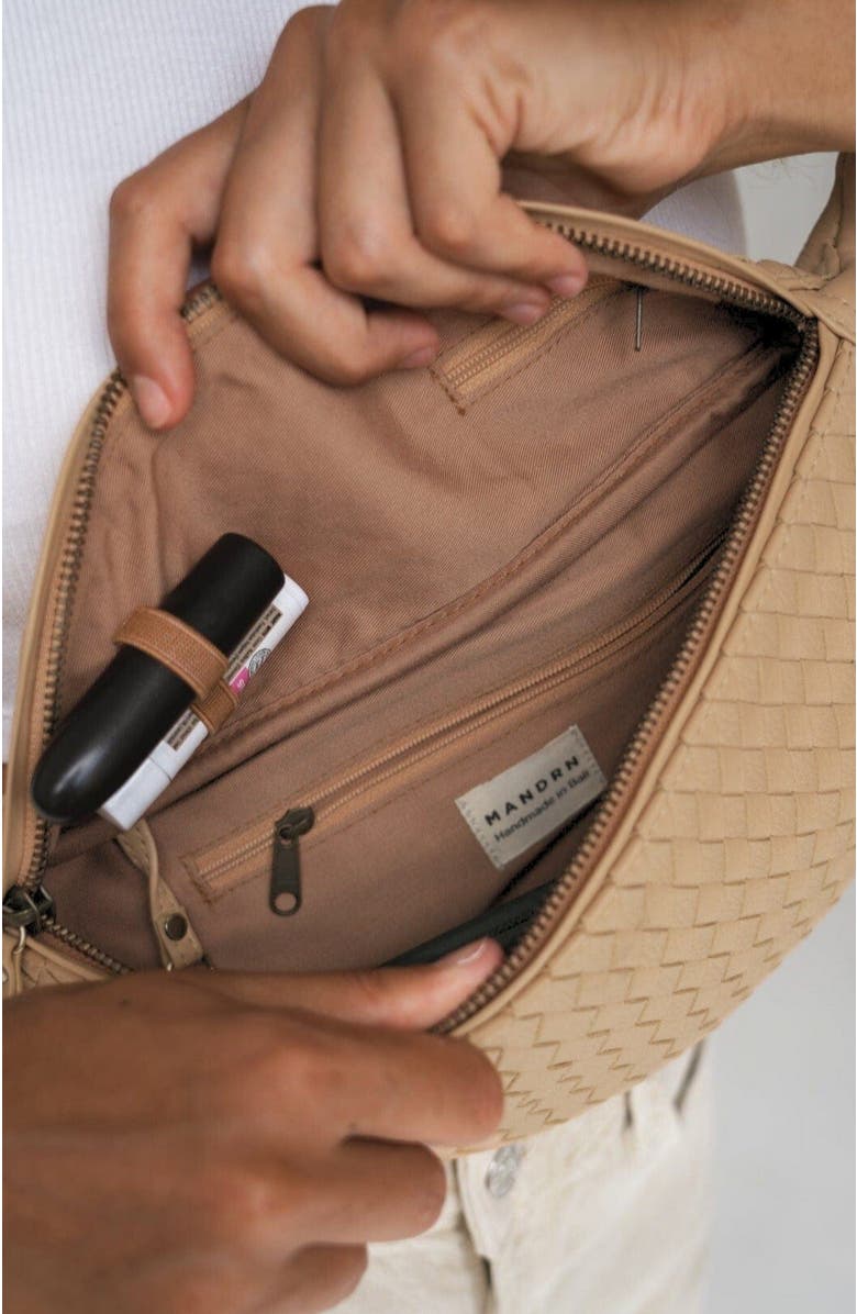 Mandrn Woven Leather Crossbody Bag, Alternate, color, Sand