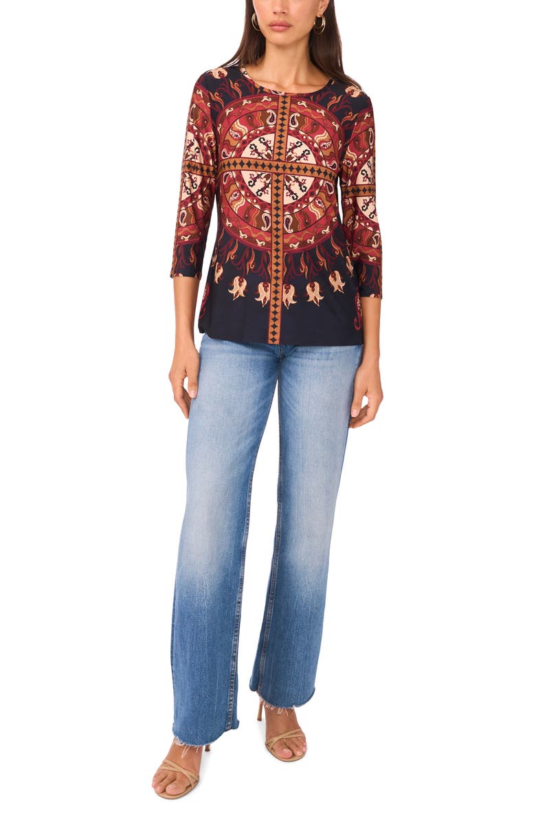 Vince Camuto Print T-Shirt, Alternate, color, Classic Navy