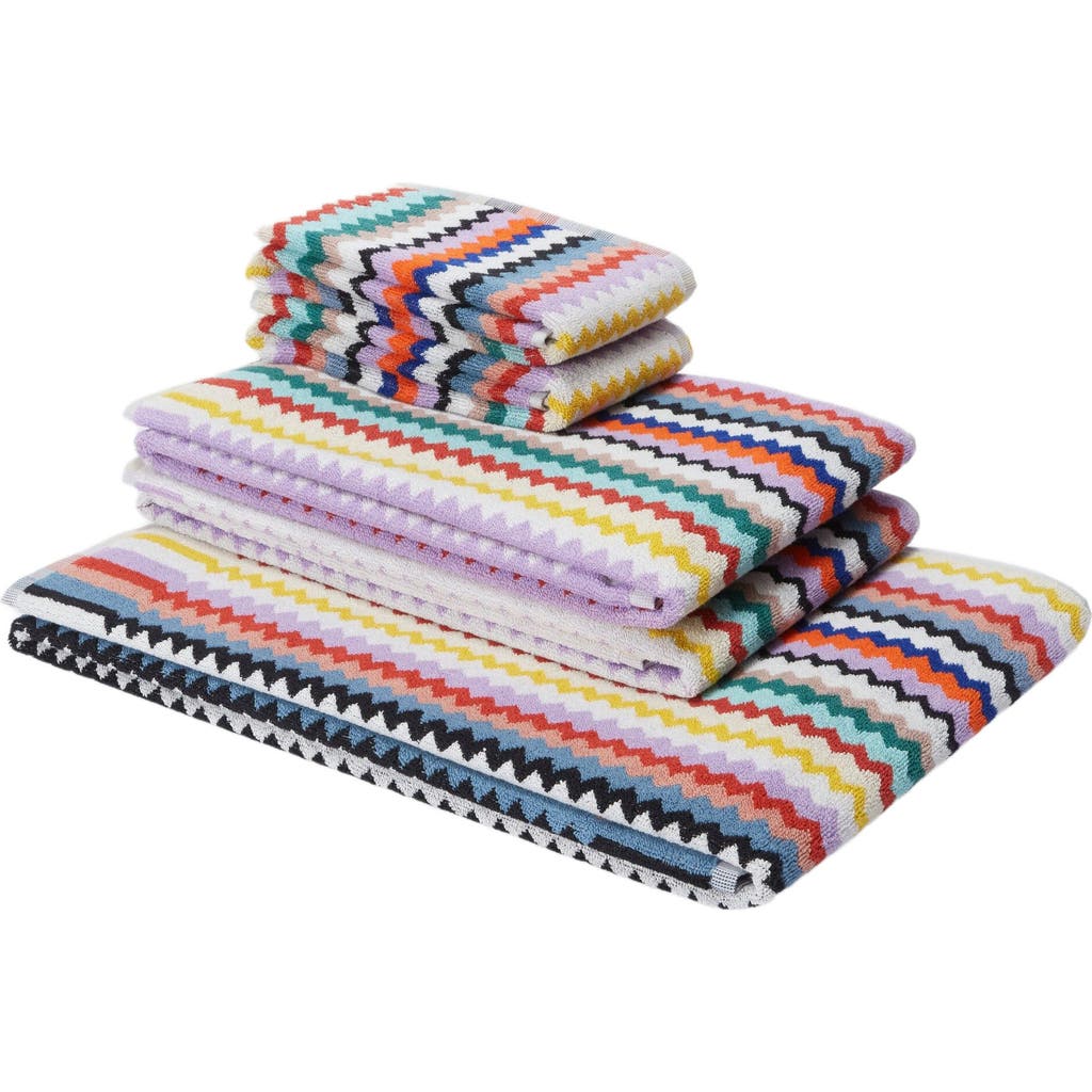 Missoni Home Riverbero 5-piece Bath Towel Set In Cotton Terry With Zigzag Pattern In Multicoloured