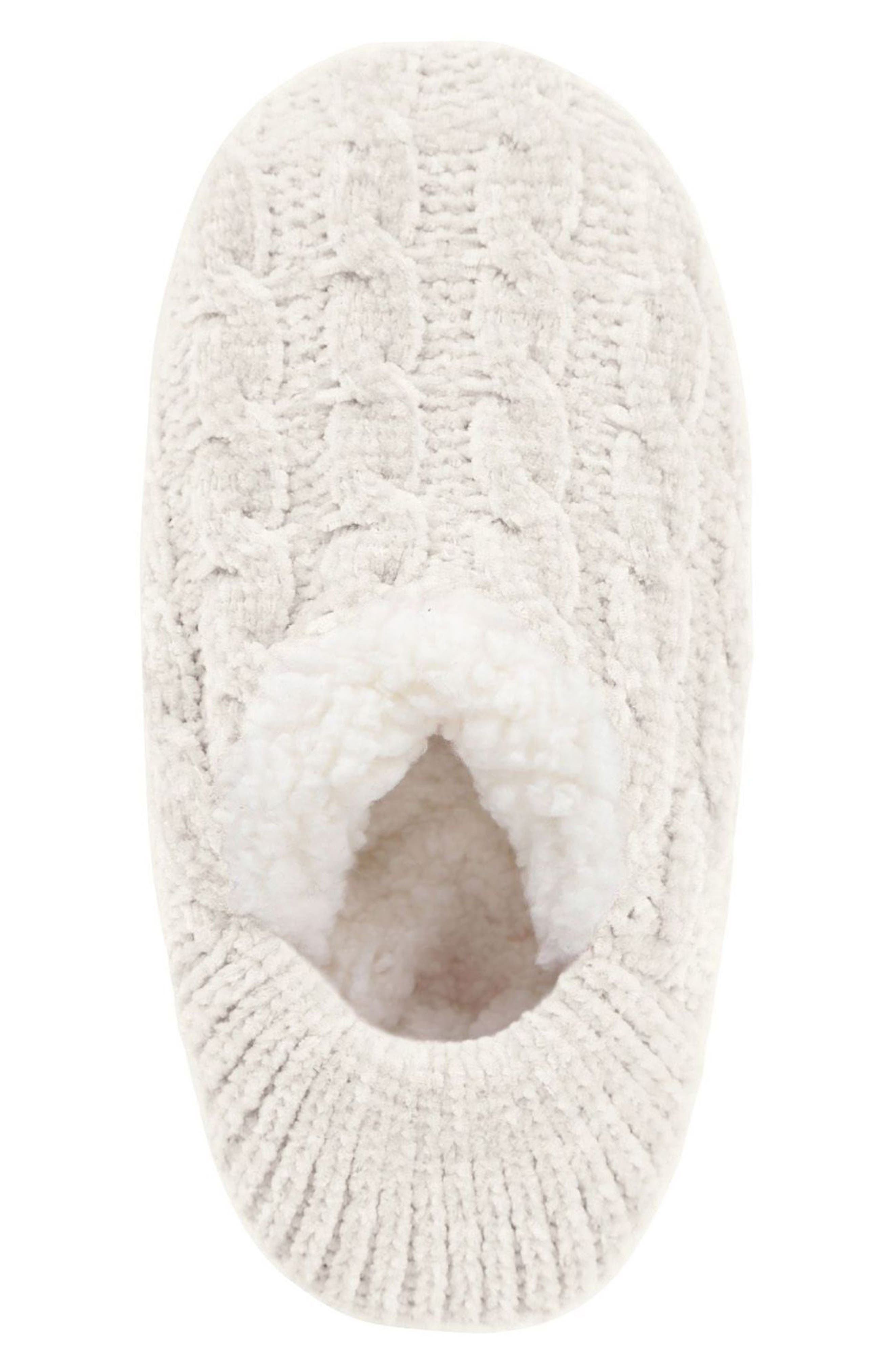 Cable Chenille Fleece Lined Slipper Socks, Alternate, color, IVORY