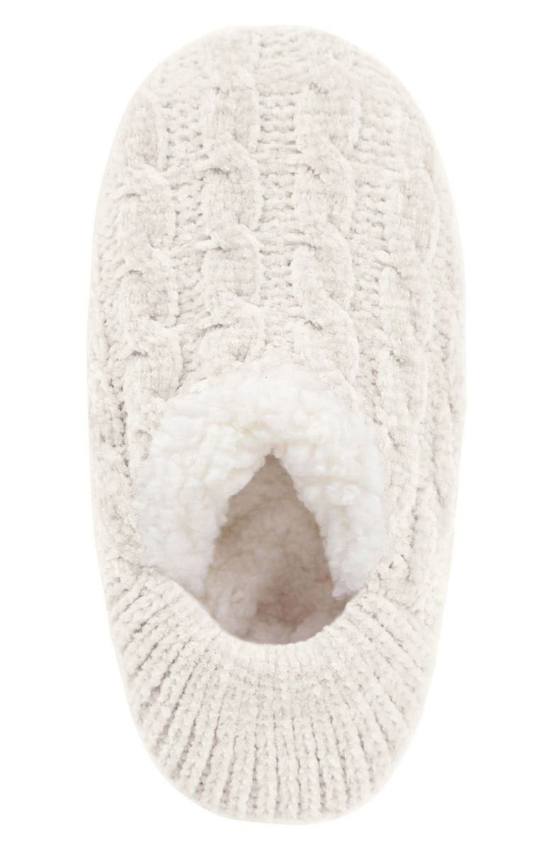 MeMoi Cable Chenille Fleece Lined Slipper Socks, Alternate, color, Ivory