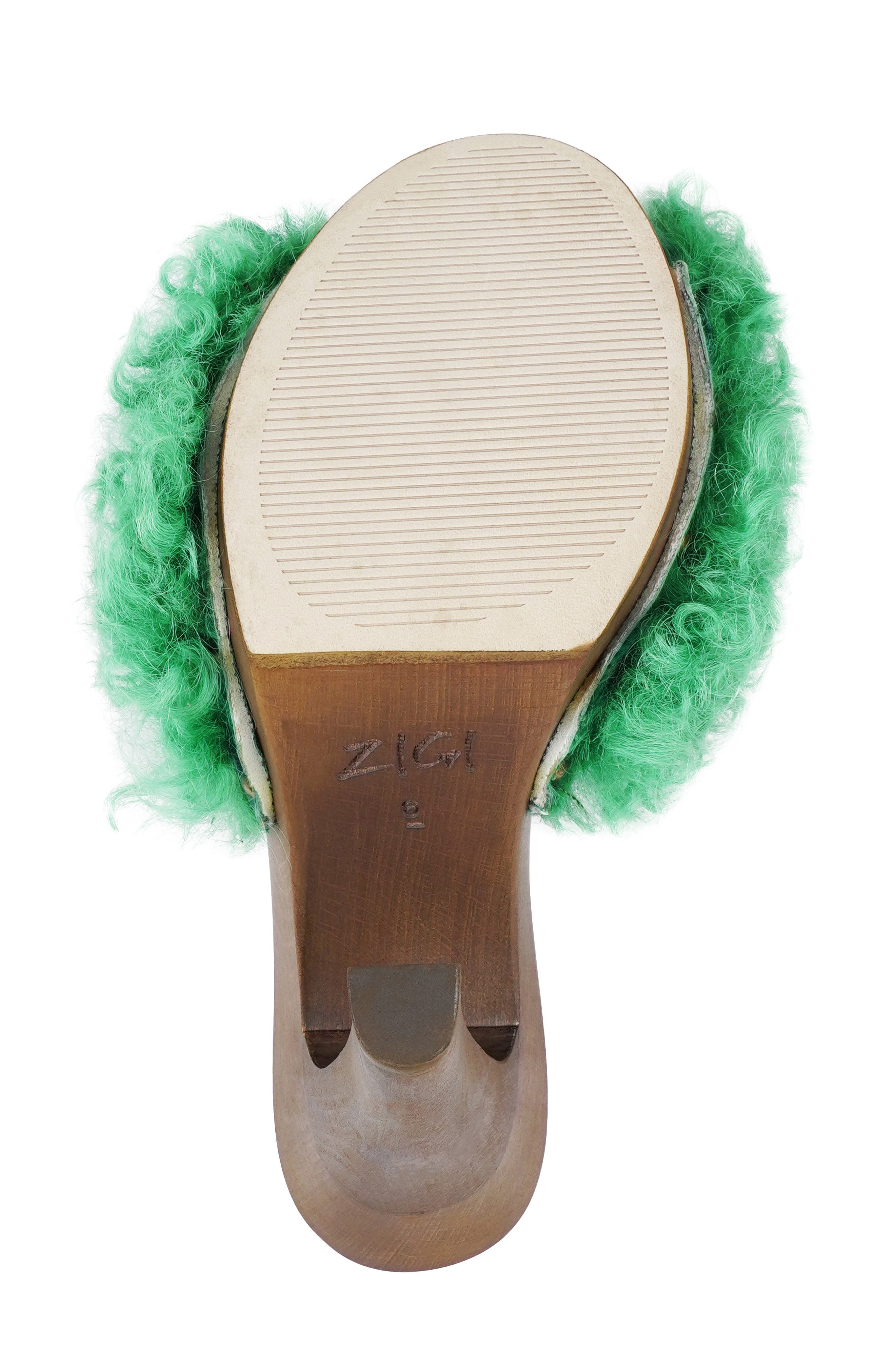 Genuine Shearling Platform Sandal, Alternate, color, GREEN FUR