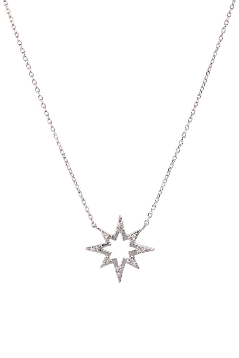 Open Starburst Pendant Necklace, Main, color, SILVER/ WHITE