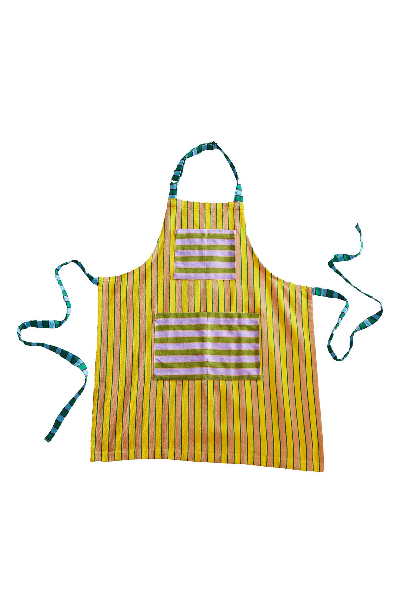 Dusen Dusen Stripe Cotton Apron in Turmeric Stripe 