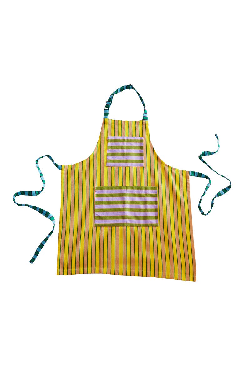 Stripe Cotton Apron, Main, color, TURMERIC STRIPE