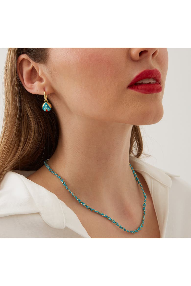 Handmade Rope Braided Sterling Silver Beaded Chain Necklace, Alternate, color, Blue