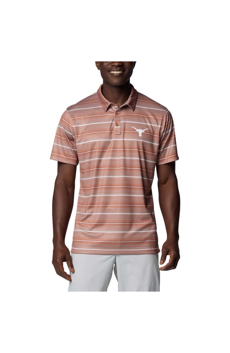 Columbia Men's Columbia Texas Orange Texas Longhorns PFG Super Terminal Tackle<sup>™</sup> Omni-Shade<sup>™</sup> Stripe Polo, Alternate, color, Burnt Orange