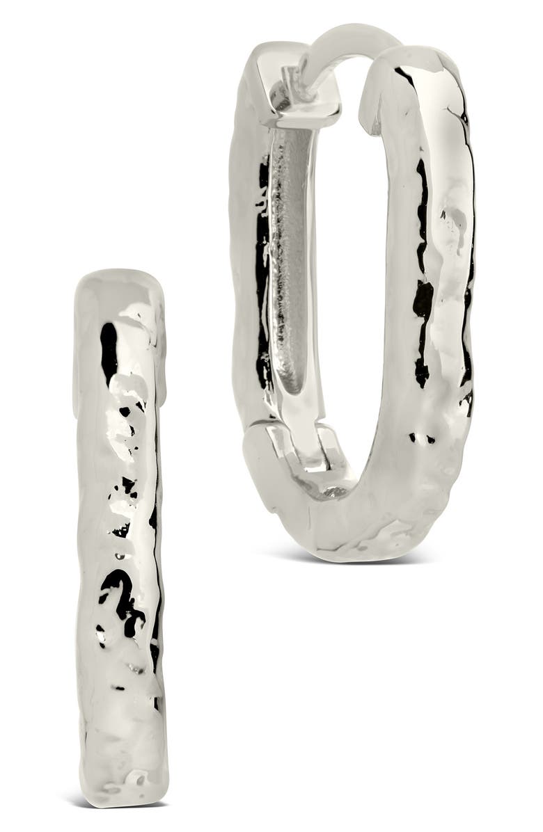 Sterling Forever Veronica Textured Hoop Earrings, Alternate, color, 