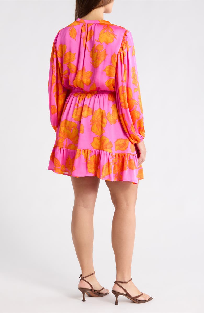 SUGARLIPS Pacey Floral Paxton Balloon Sleeve Minidress, Alternate, color, Neon-Orange