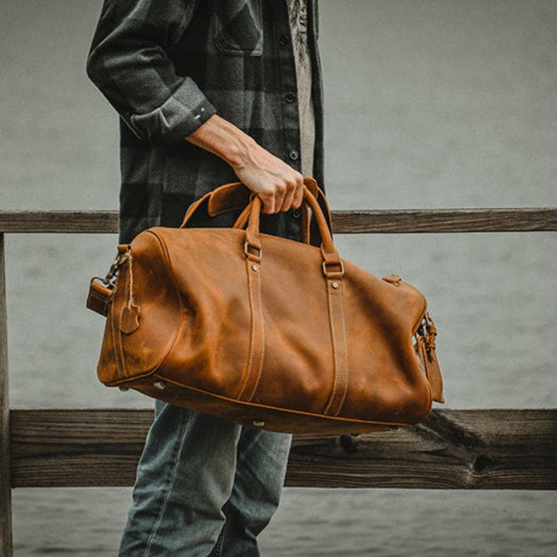 The Dagny Weekender | Large Leather Duffle Bag, Alternate, color, Brown