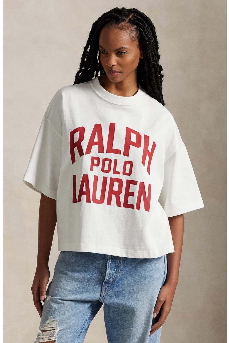 Logo Oversize Cotton Graphic T-Shirt, Alternate, color, ANTIQUE WHITE