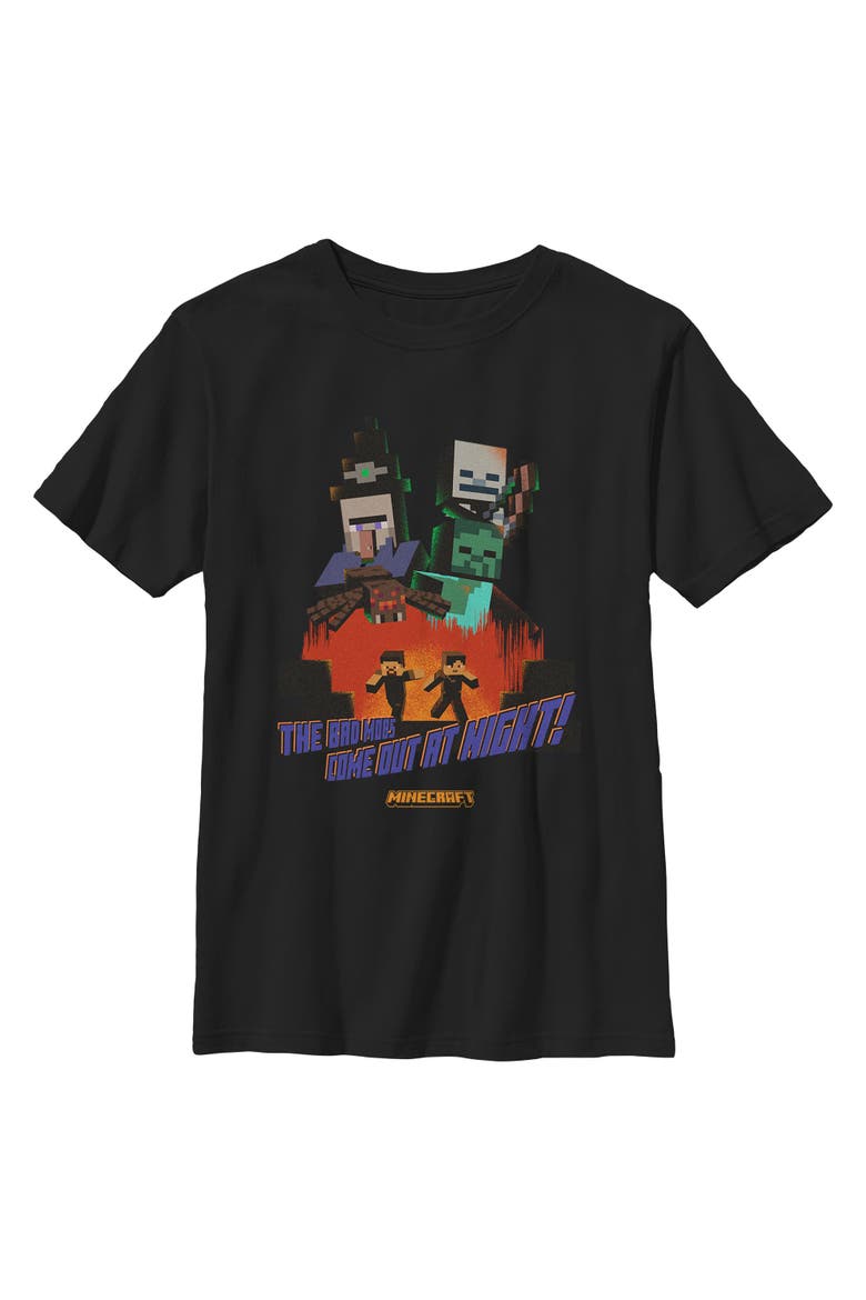 Boys Minecraft Halloween The Bad Mobs Come Out At Night T Shirt, Main, color, Black