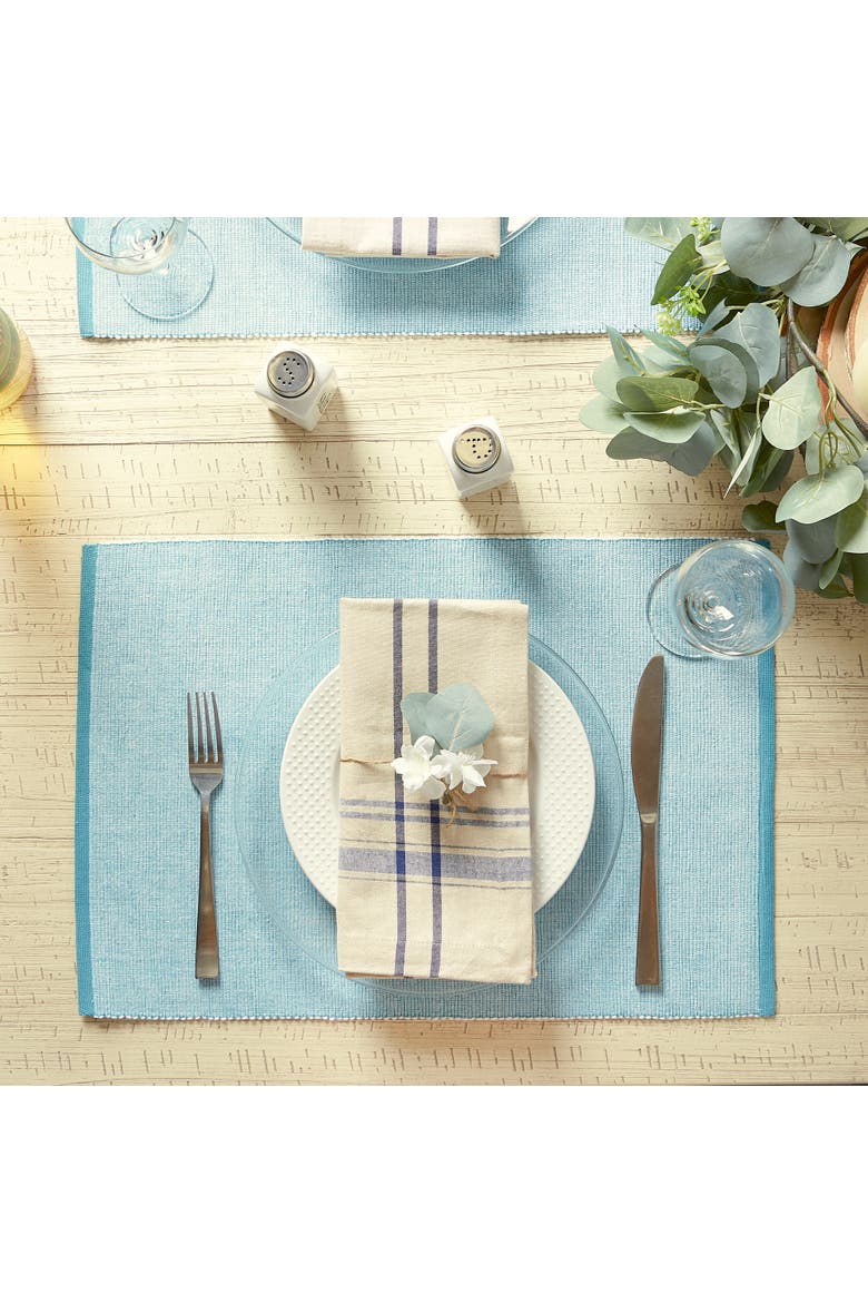 Chambray Fine Ribbed Placemat Set/6, Alternate, color, Storm Blue