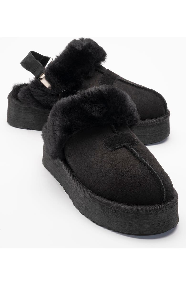 Forever & Always Shoes Olessa Leather Fur Slipper, Main, color, Black Suede