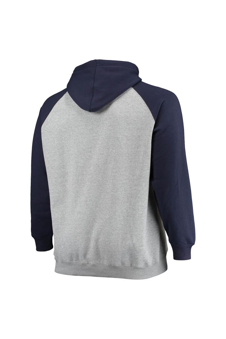 Men's Fanatics Branded Heathered Gray/Deep Sea Blue Seattle Kraken Big & Tall Raglan Pullover Hoodie, Alternate, color, Heather Gray