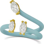 House of Frosted Faux Stack Enamel & White Topaz Ring