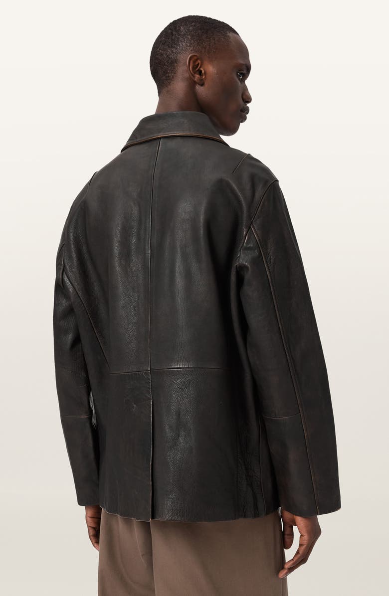 AllSaints Hartwell Leather Western Coat, Alternate, color, Cognac Brown