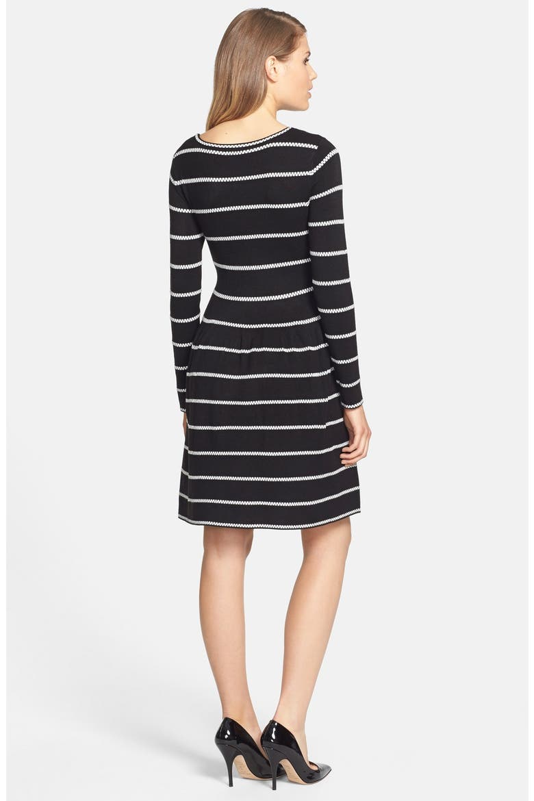 Knit Fit & Flare Dress, Alternate, color, BLACK/ IVORY