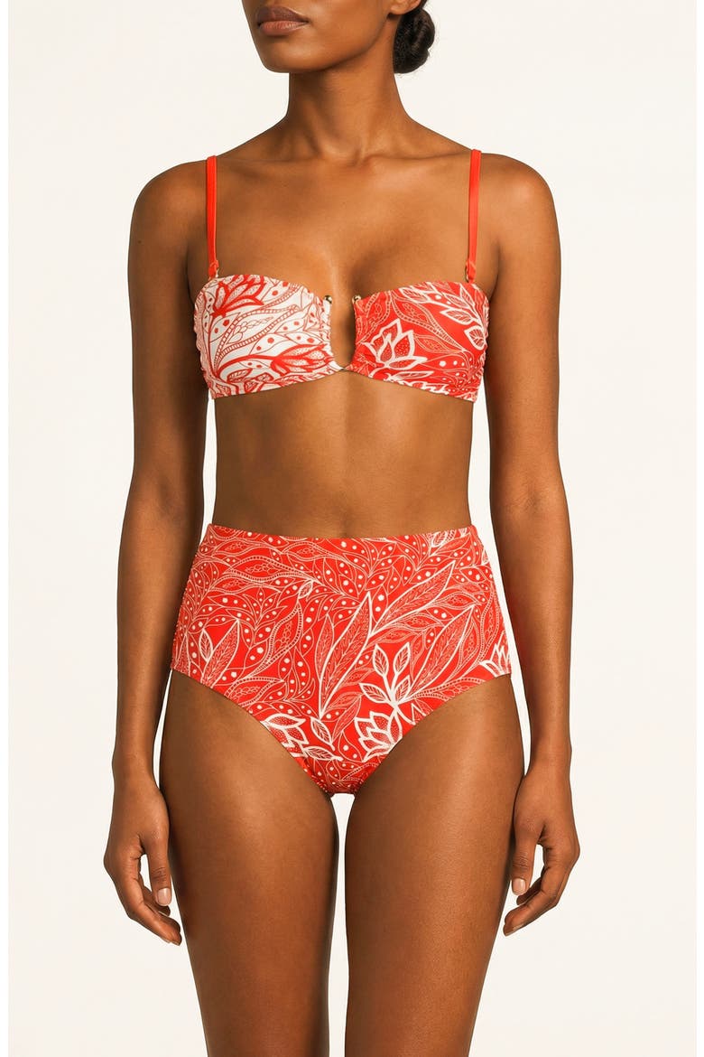Scarlet Bloom Reversible Square Bandeau Top, Alternate, color, Red