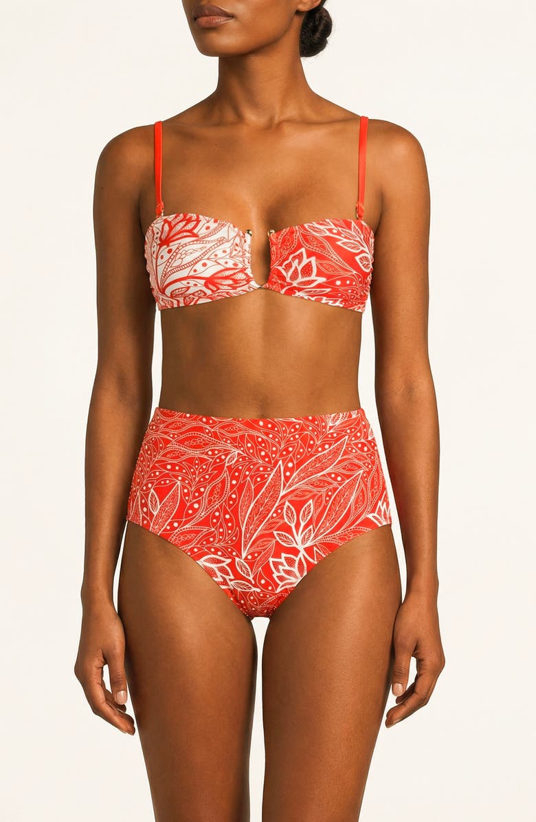 Jessie Zhao New York Scarlet Bloom Reversible Square Bandeau Top, Alternate, color, Red