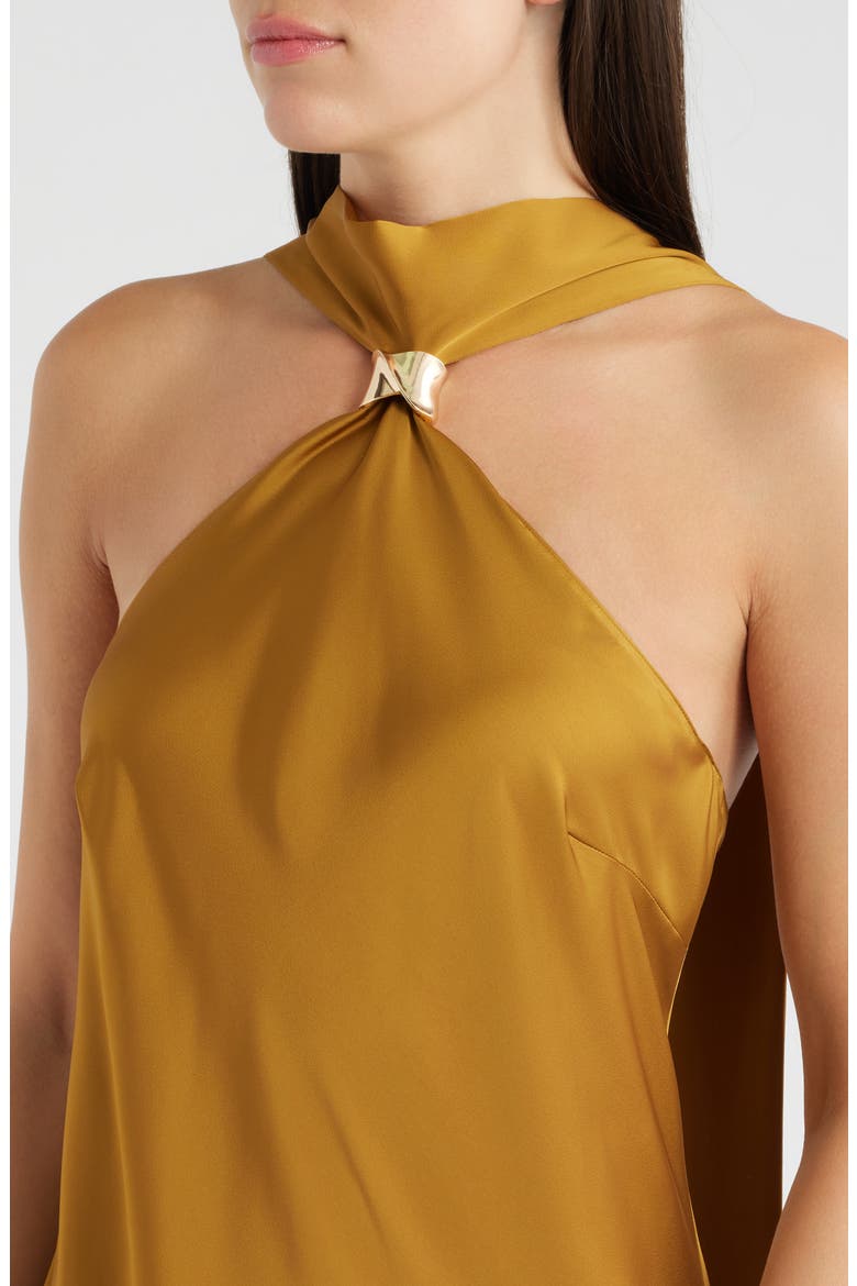Halter Neck Maxi Dress, Alternate, color, GOLD KHAKI