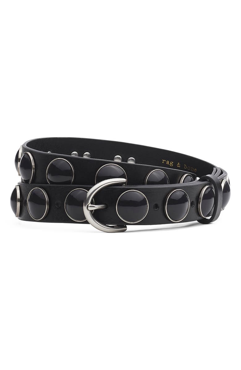 rag & bone Cabochon Studded Leather Belt, Main, color, 
