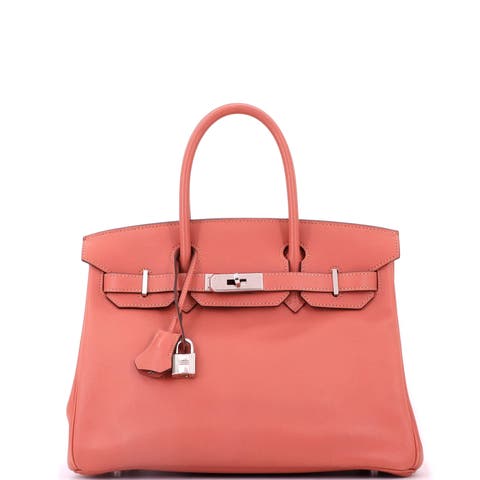 Birkin Handbag Pink Swift with Palladium Hardware 30