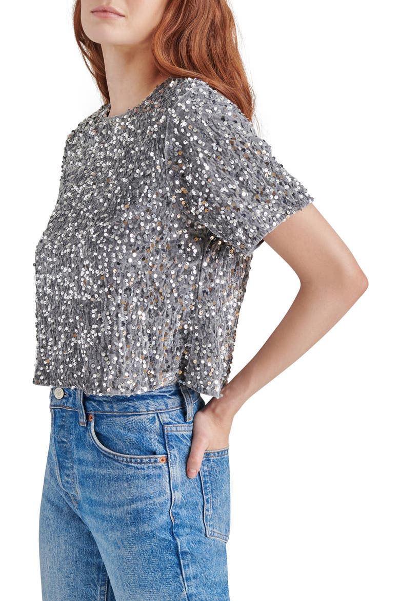 Cressa Sequin T-Shirt, Alternate, color, GREY
