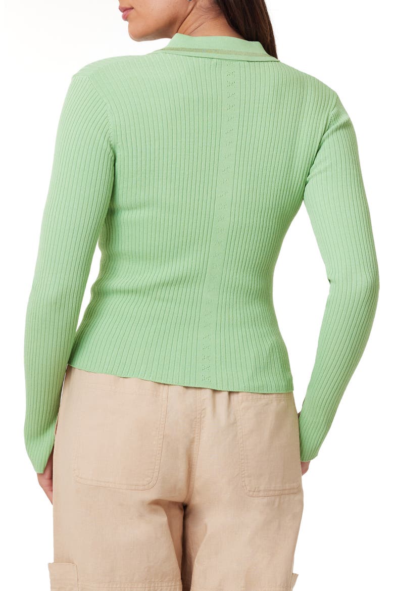 Rib Polo Cardigan Sweater, Alternate, color, PISTACHIO