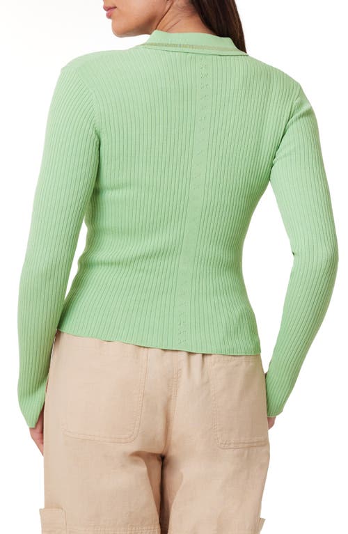 Scotch & Soda Rib Polo Cardigan Sweater In Pistachio