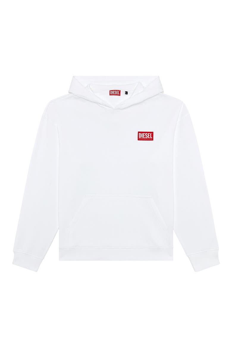Label Cotton Hoodie, Alternate, color, WHITE