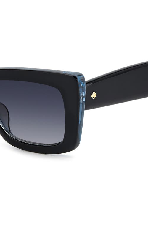 Kate Spade Cailin Rectangle Acetate Sunglasses In Black Blue/dark Grey Sf