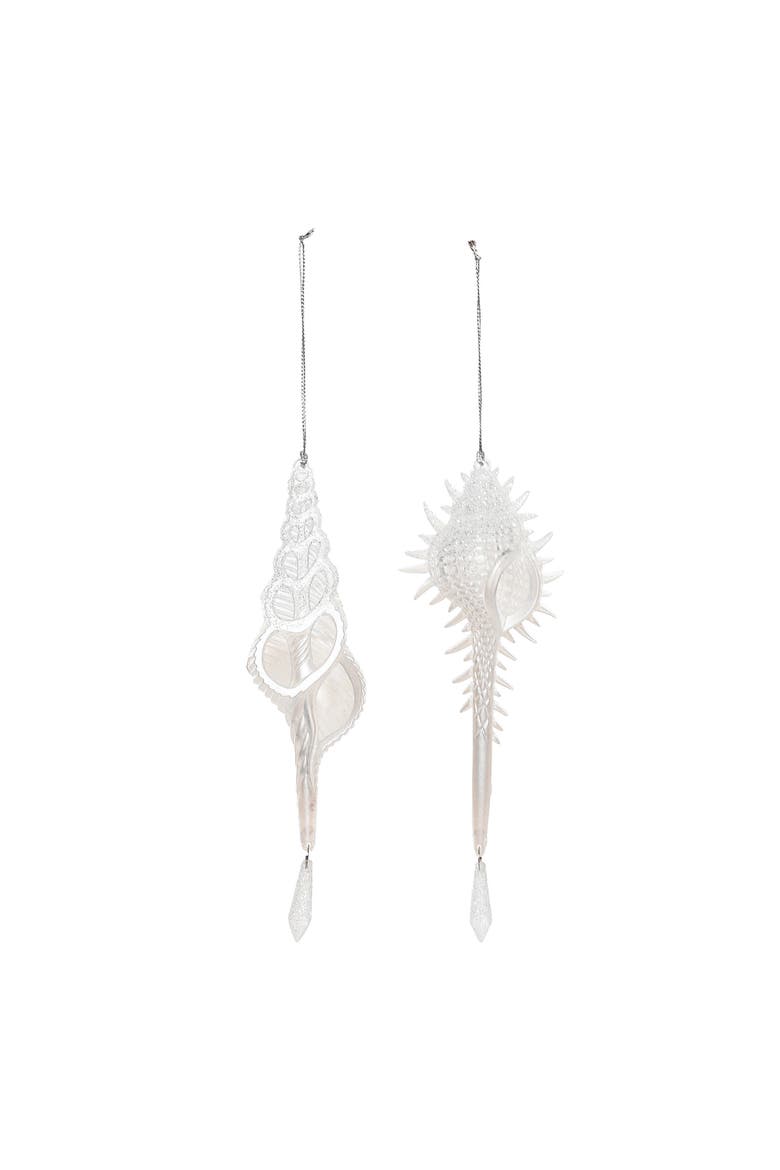 White Shimmer Shells Ornaments A/2, Alternate, color, White