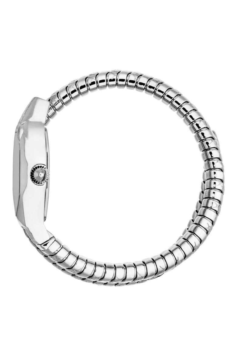 Glam Snake Wraparound Bracelet Watch, 22mm x 34.5mm, Alternate, color, SILVER/BLACK