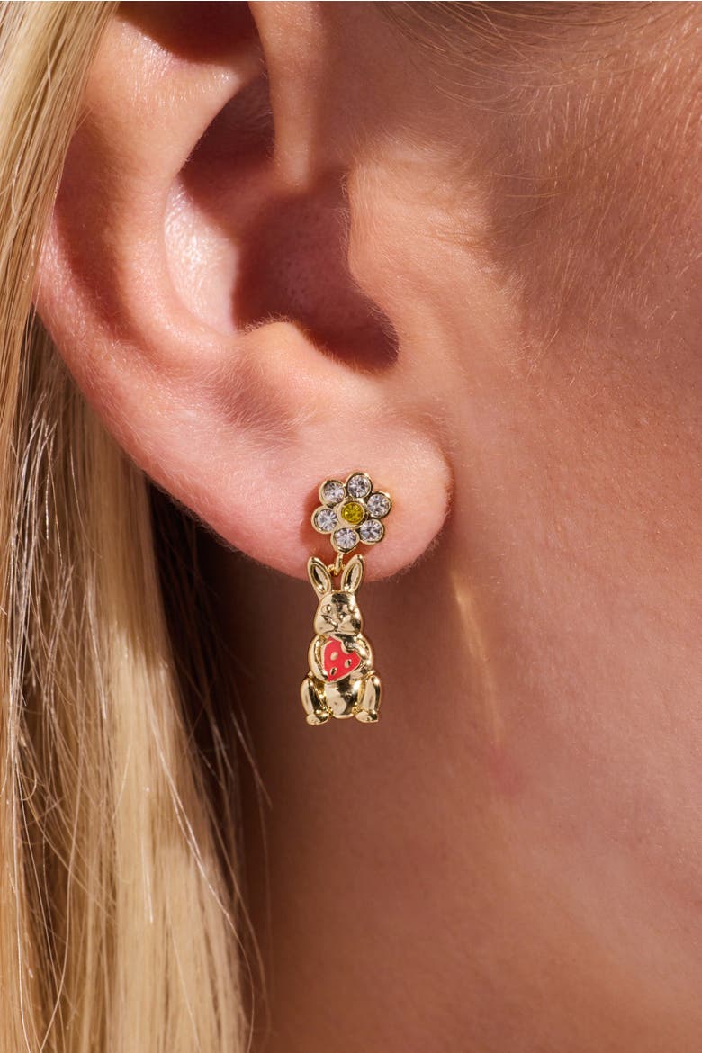 Bunny Drop Earrings, Alternate, color, Gold
