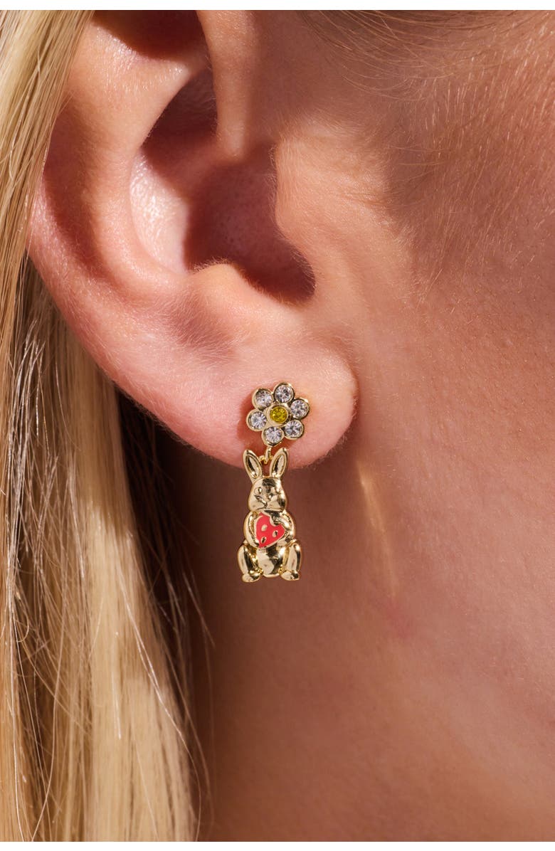 Alex and Ani Bunny Drop Earrings, Alternate, color, Gold