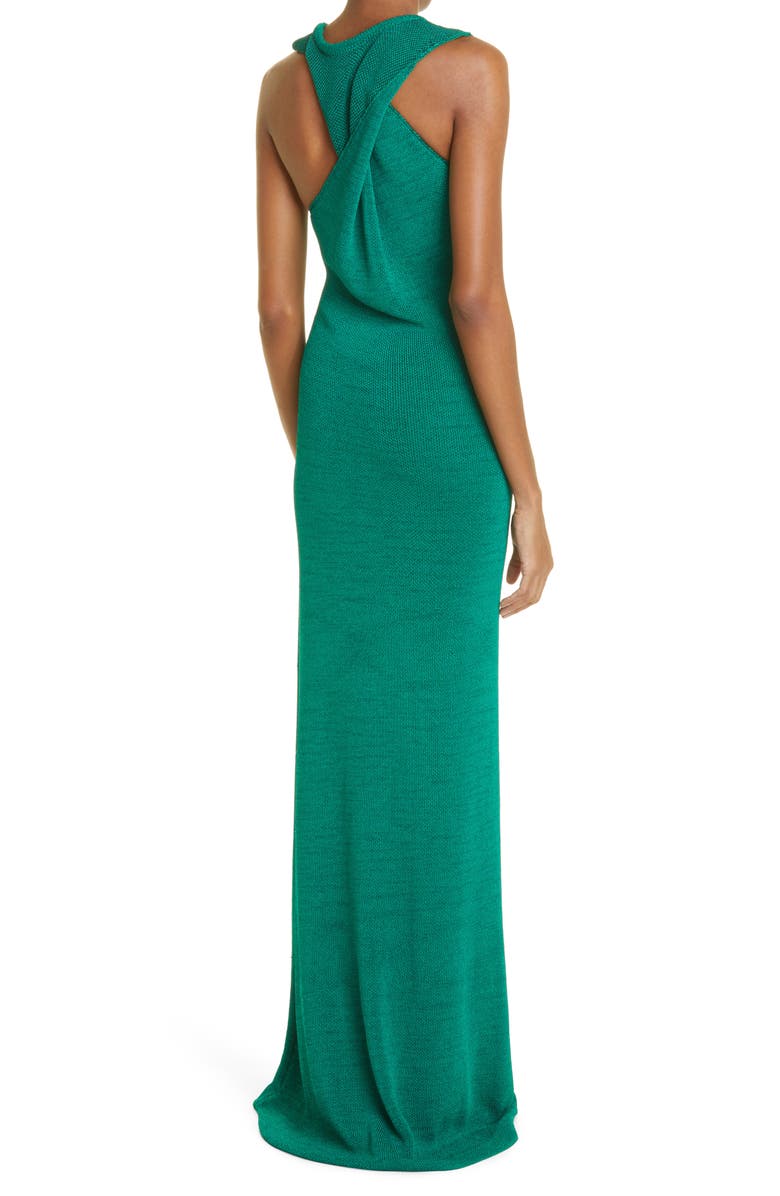 Proenza Schouler Twist Back Crepe Knit Gown, Alternate, color,