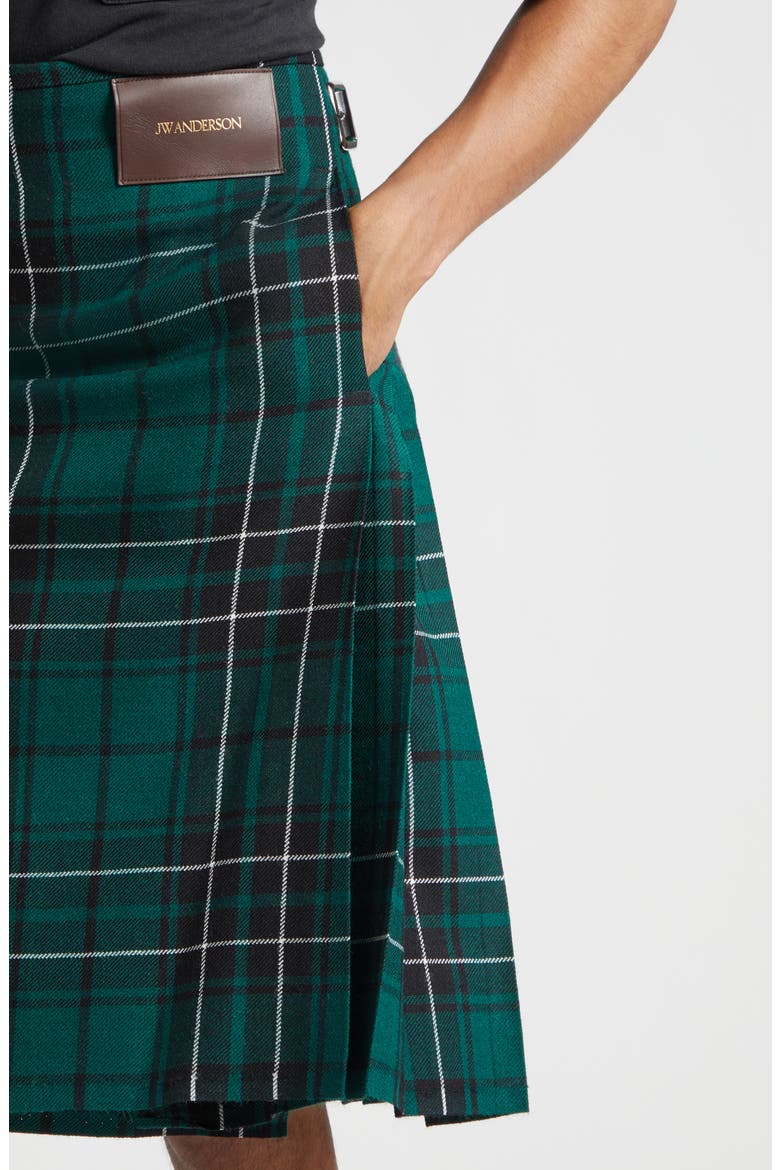 Plaid Wool Kilt, Alternate, color, FOREST GREEN