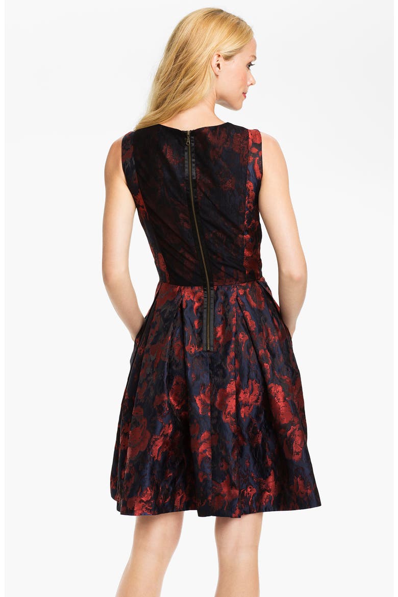 Brocade Fit & Flare Dress, Alternate, color, FIRECRACKER ECLIPSE