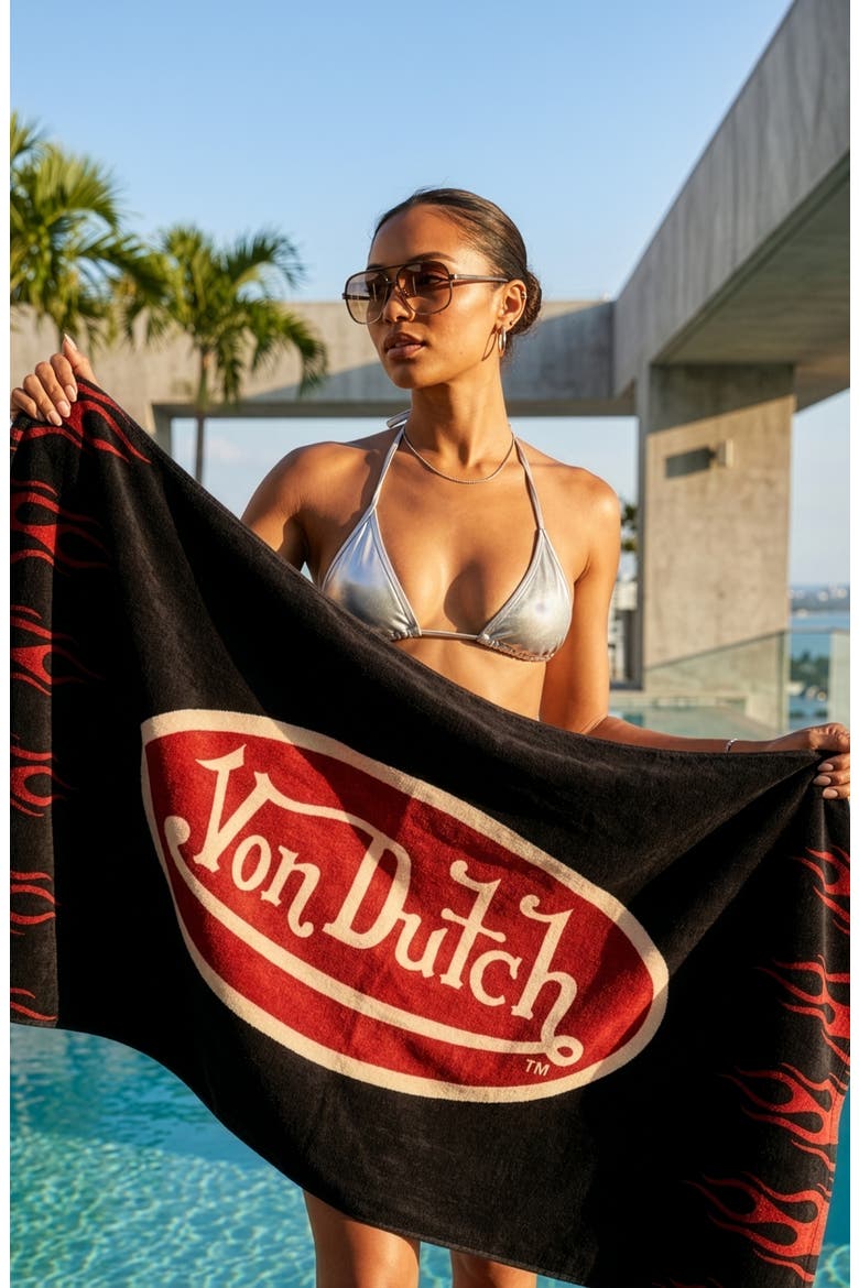 Iconic Y2K 100% Cotton 30"x60" Beach Towel | Hot Pink Cheetah, Alternate, color, Nitro