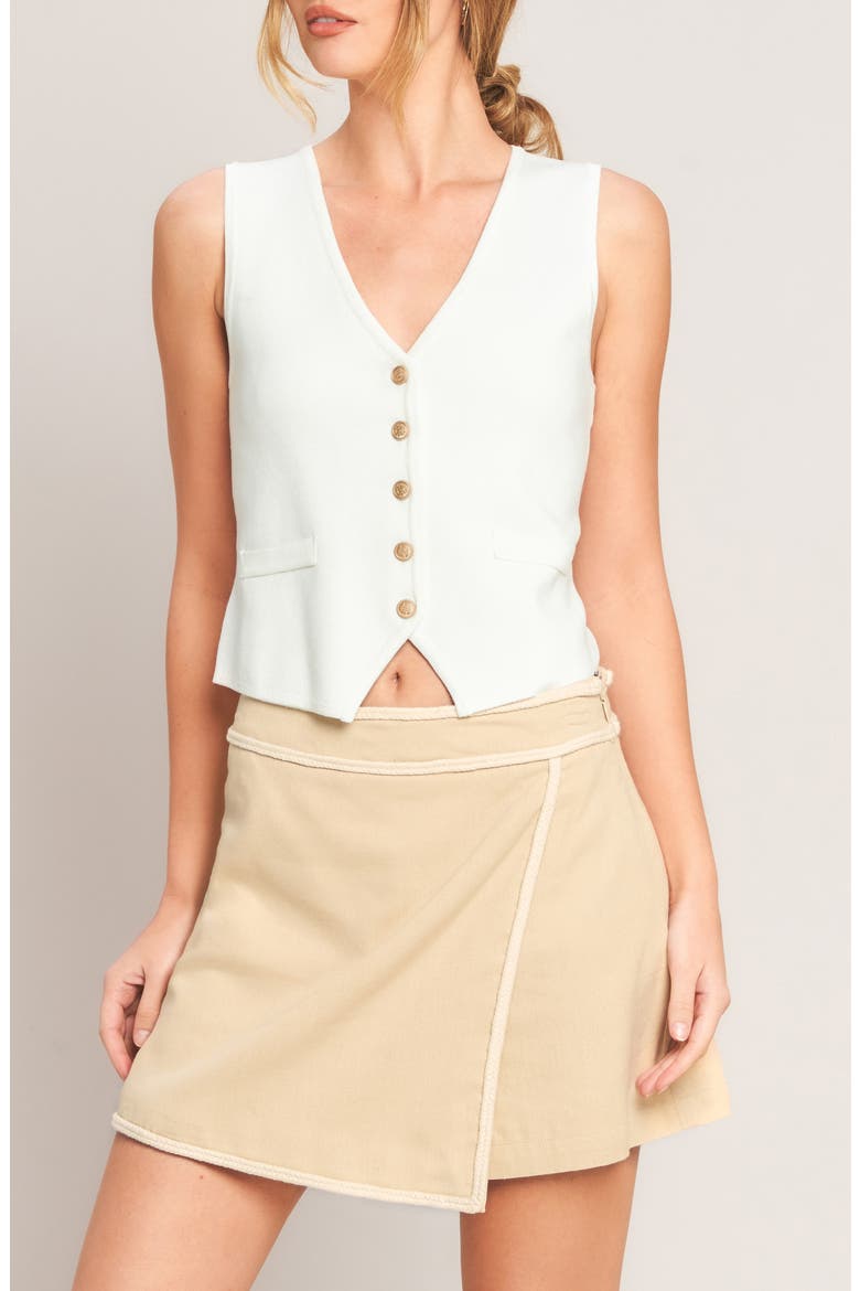 Linen Blend Wrap Skort, Alternate, color, BEIGE