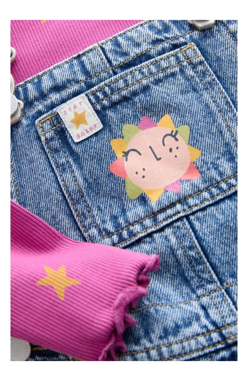 Next Kids' Print T-shirt, Denim Overalls & Socks Set In Blue