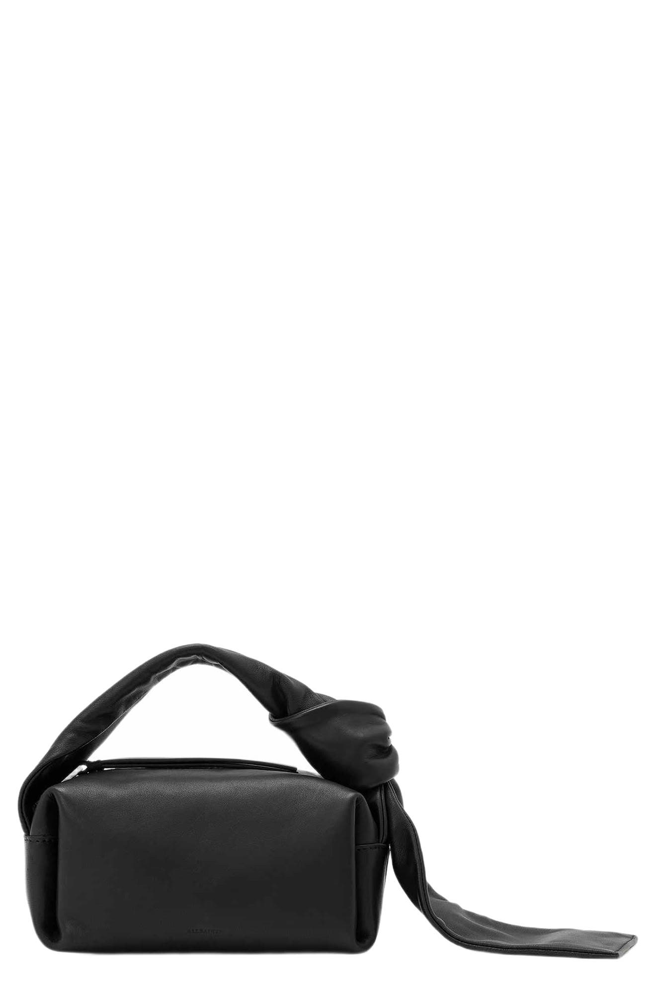 Effie Knot Micro Leather Bag, Main, color, BLACK