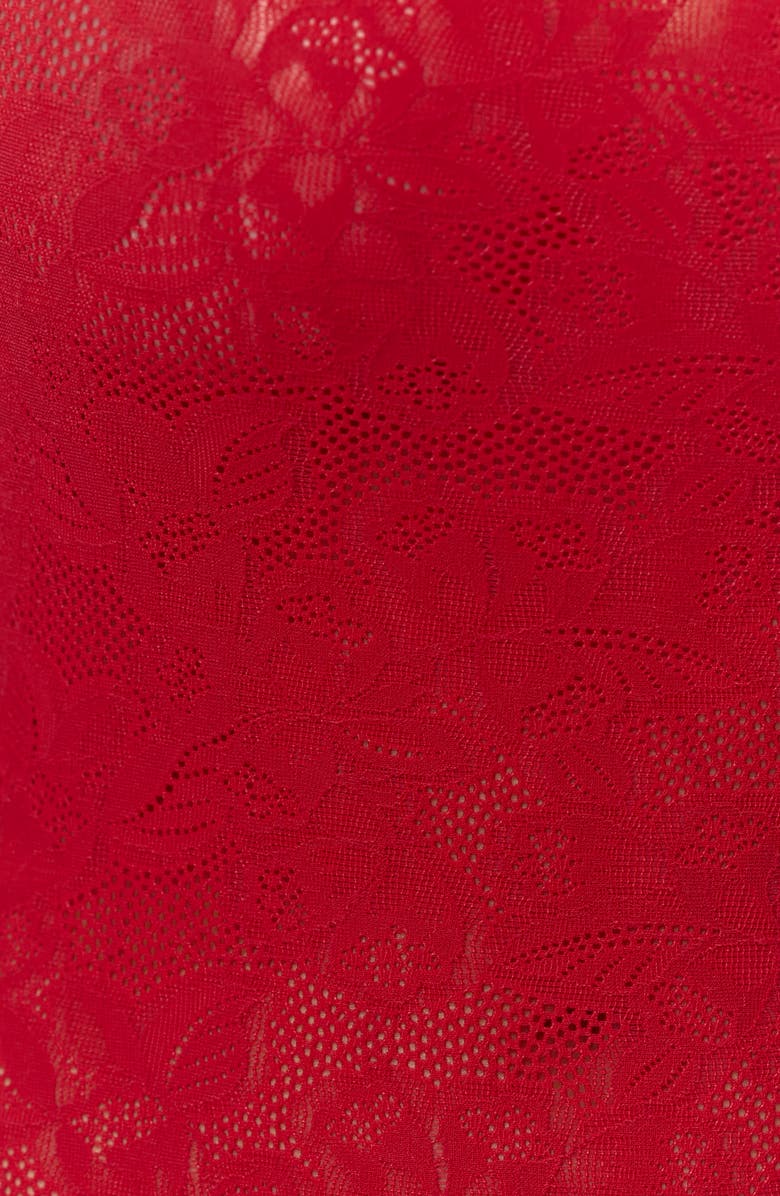 Naked Wardrobe Lace Stretch Lace Stirrup Jumpsuit, Alternate, color, Ruby Red