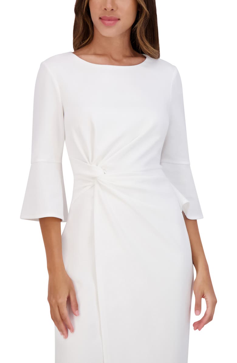 Kensie Elbow Length Bell Sleeve Sheath Dress, Alternate, color, Ivory