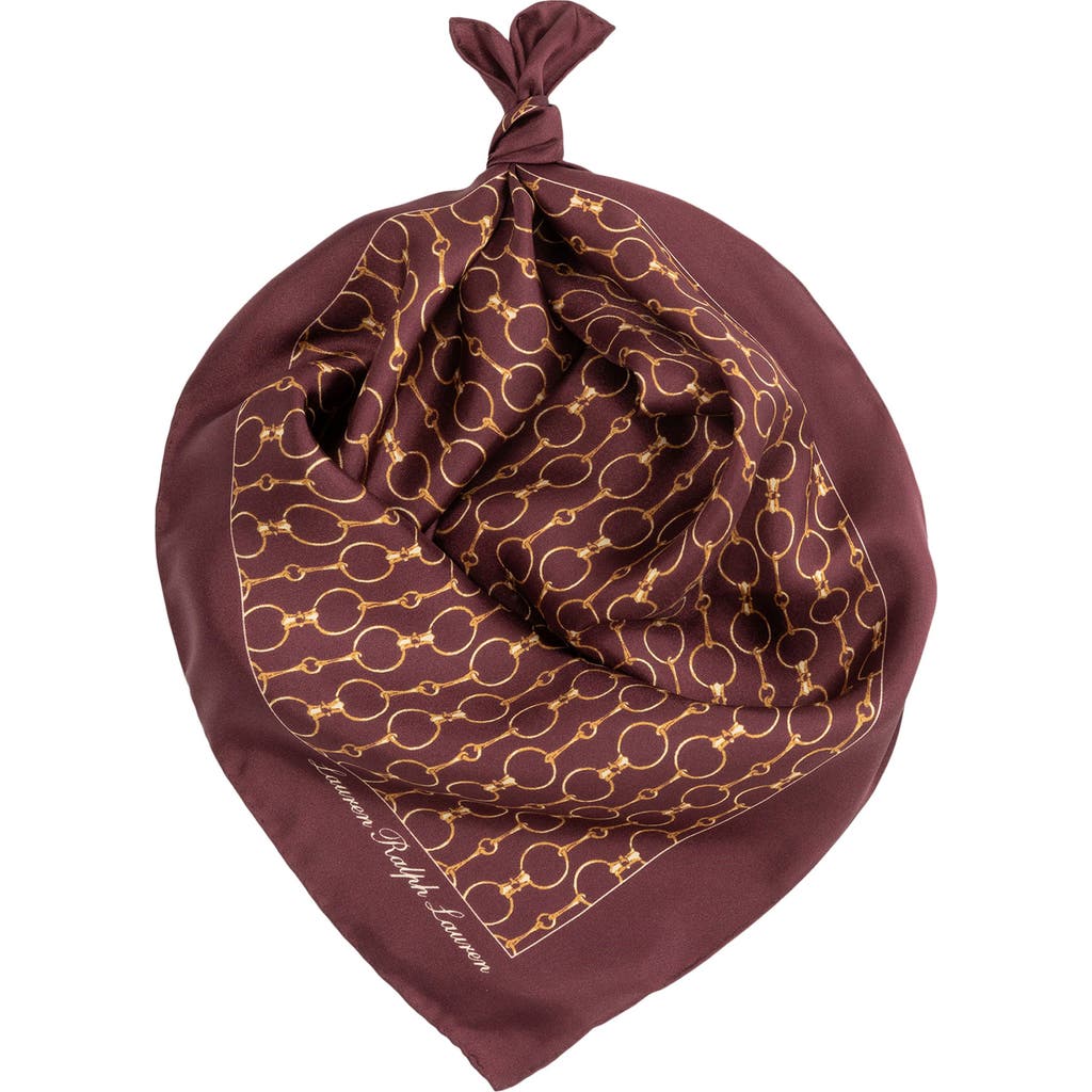 Ralph Lauren Lauren Printed Square Silk Scarf In Brown
