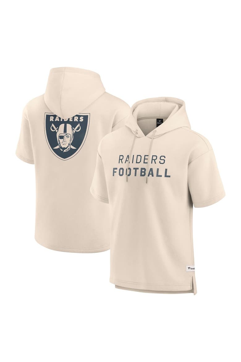 Men's Fanatics Cream Las Vegas Raiders Elements Future Ground Lettering Short Sleeve Pullover Hoodie, Main, color, Cream