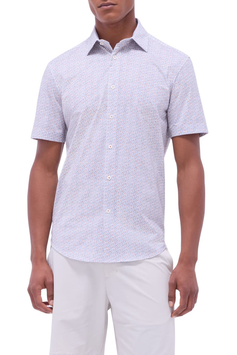 Miles OoohCotton® Floral Short Sleeve Button-Up Shirt, Main, color, JAFFA